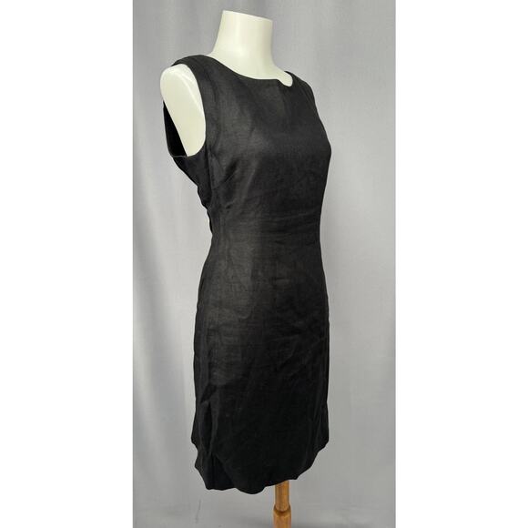Talbots Dress 6P Black Pure Irish Linen Sheath Sleeveless Lined LBD Whimsygoth - Picture 2 of 10